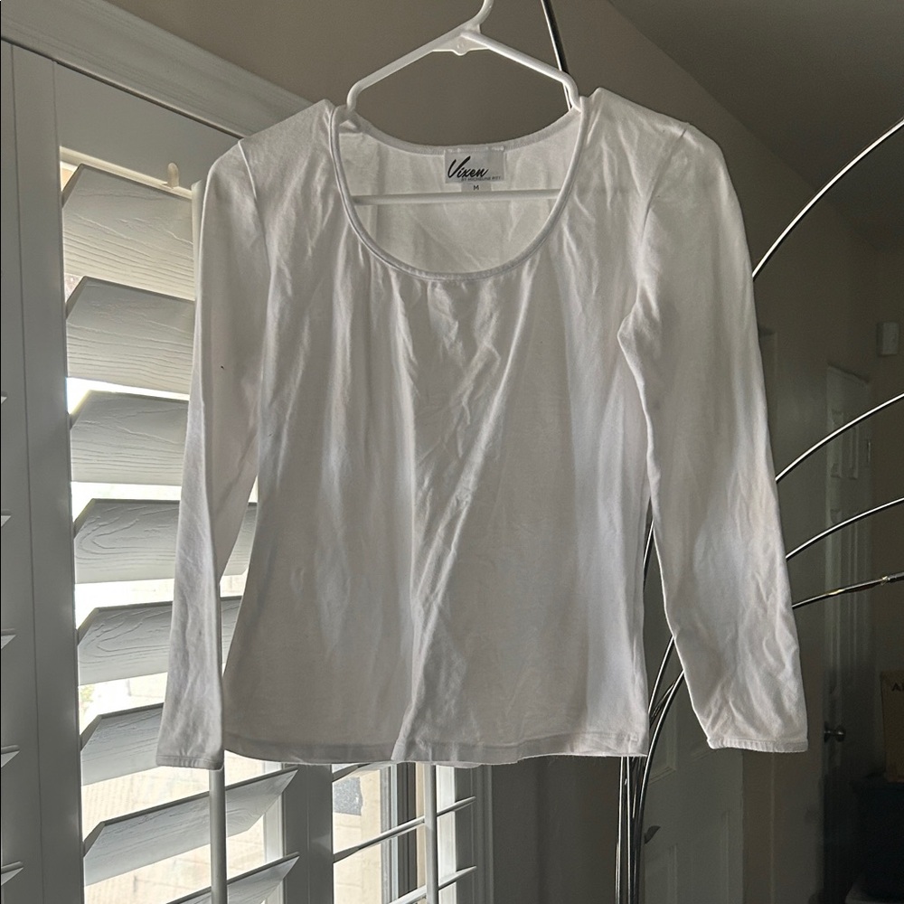 Vixen by Micheline Pitt  Troublemaker White Long Sleeve Blouse